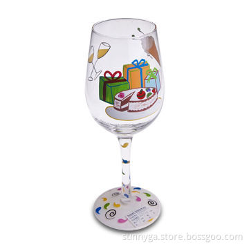 Personalized Hand-painted Wine Glasses with 78mm Bottom Diameter and 420mL Capacity